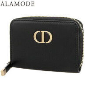Christian Dior Montaigne Voyageur Zip Coin Wallet Card Black Leather